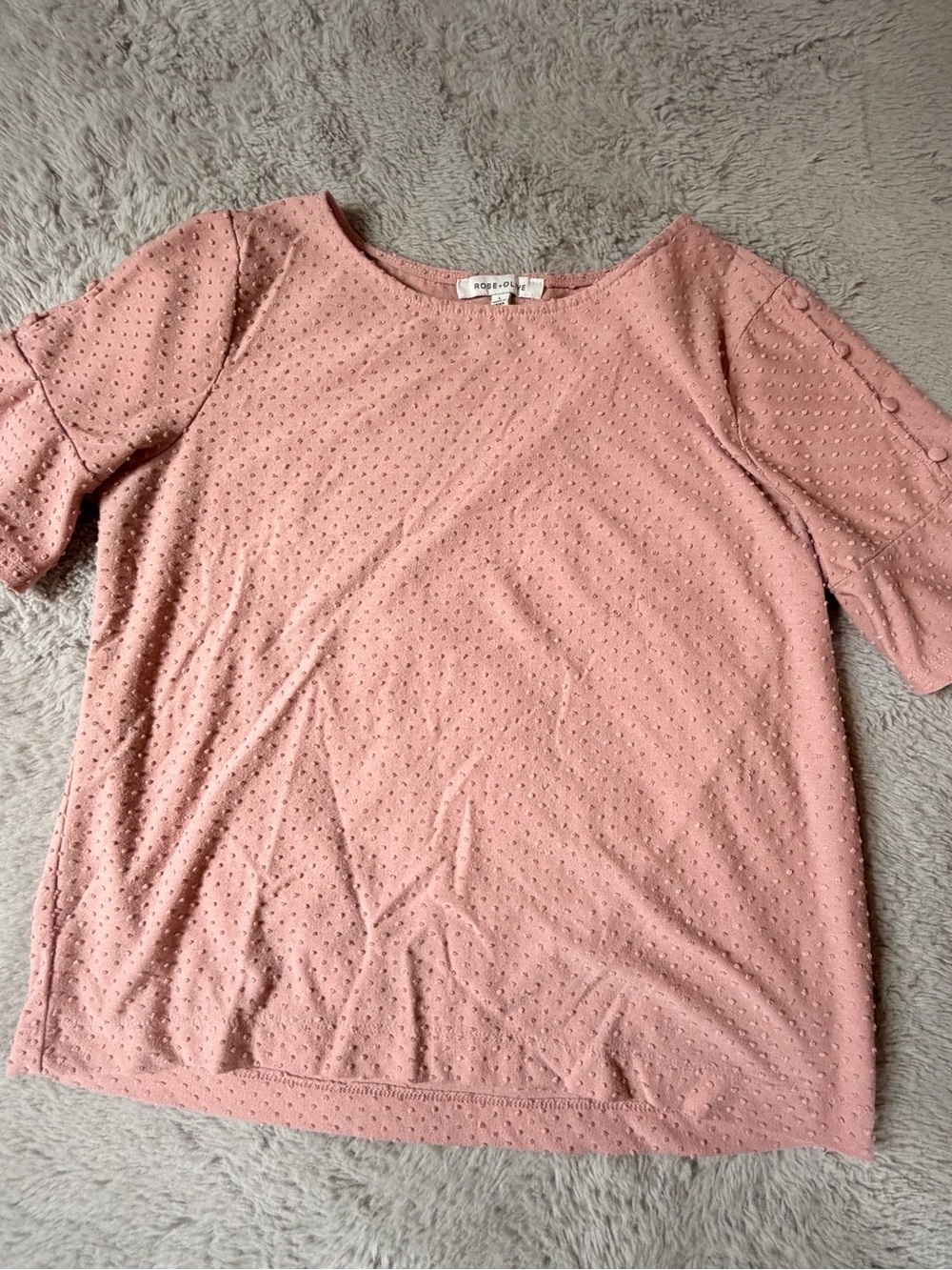 Rose & Olive Dusty Rose Eyelet Short Sleeve Top